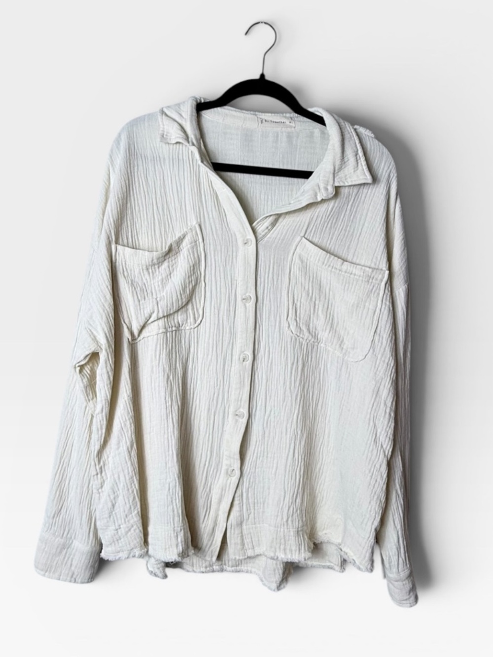 Anthropologie By‎ Together Cream Fringe Button Down Size Medium (NOTE FLAW) (S)
